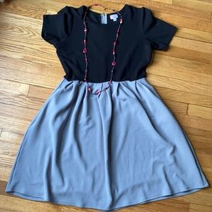 Black and gray LulaRoe Amelia dress with pockets!
